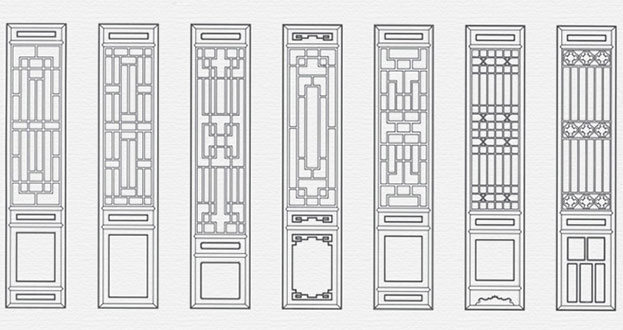 建宁常用中式仿古花窗图案隔断设计图